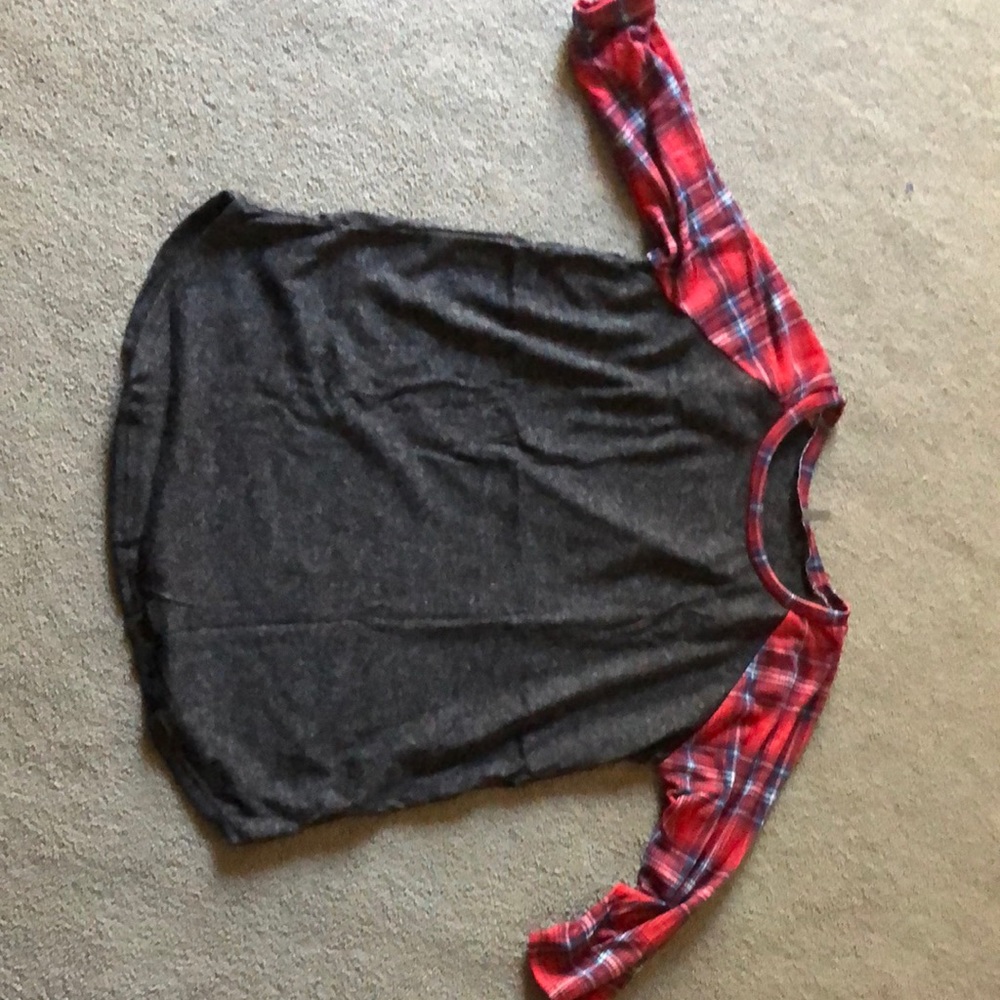 Red Plaid Raglan top